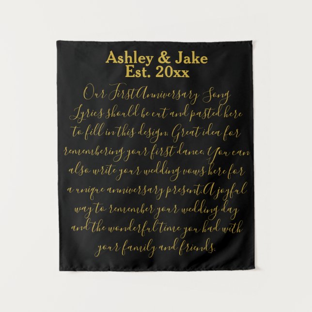 First Dance Song Lyrics Anniversary Party Backdrop Tapestry (Front)