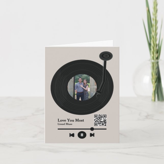 First Dance Song Record Valentines Day Holiday Card (Front)