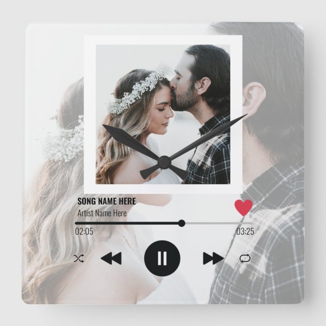 First Dance Song Wedding Anniversary Personalised  Square Wall Clock (Front)