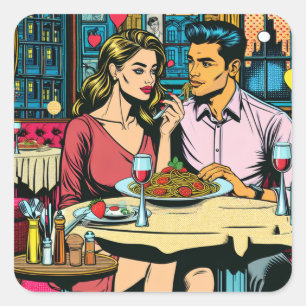 First Date   Spaghettis Dinner Square Sticker