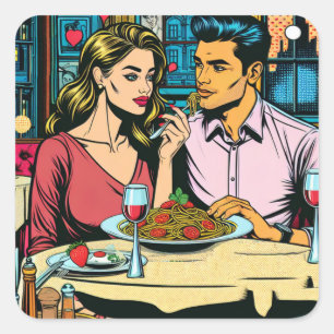 First Date   Spaghettis Dinner Square Sticker