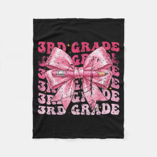 First Day 3rd Grade Girls Coquette Bow School Fleece Blanket