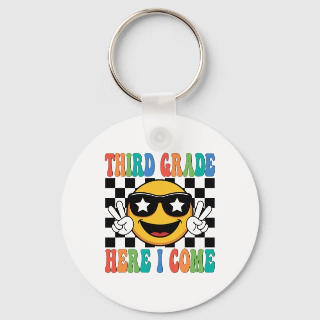 First Day 3rd Grade Third Grade Here I Come Back T Key Ring (Front)