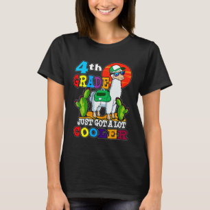 First Day Back To School 4th Grade Llama Cool Teac T-Shirt