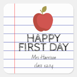 First Day Back to School Teacher Cookie Square Sticker