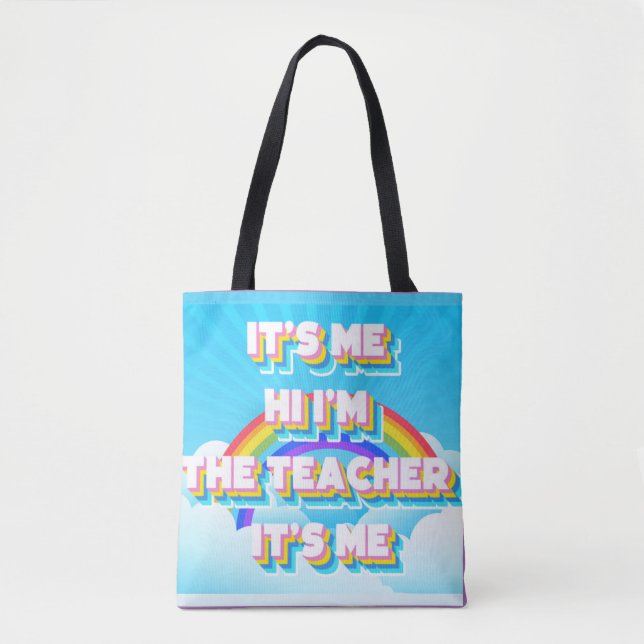 First Day Fun: Colourful Teacher Tote Bag (Front)