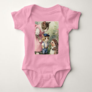 First Day Greetings – Kitten & Hedgehog Baby Bodysuit