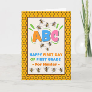 First Day in First Grade with Bees Add Name Card
