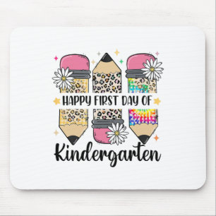 First Day Kindergarten Teacher Leopard Pencil Ck T Mouse Mat