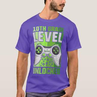 First Day Of 10th Grade Level Unlocked  Boy Video  T-Shirt