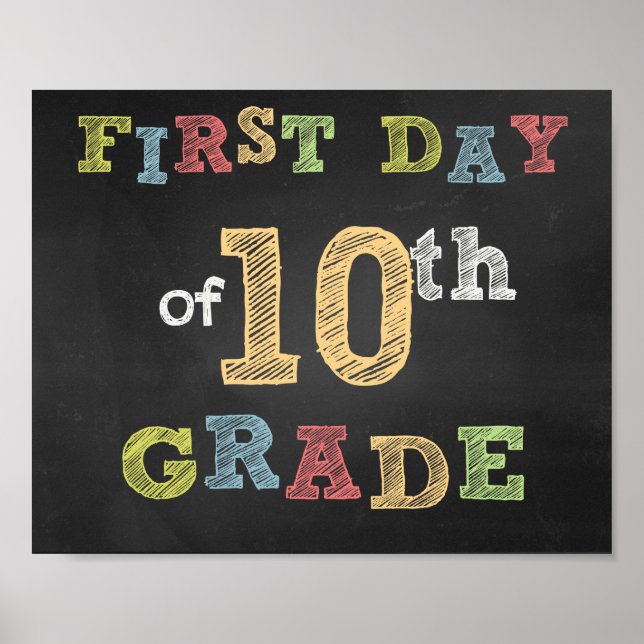 First day of 10th Grade Sign -Chalkboard (Front)
