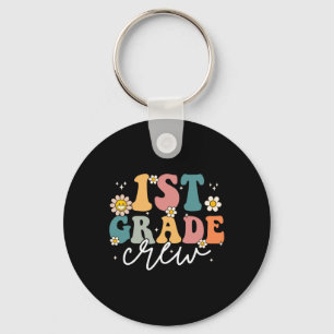 First Day Of 1st Grade Crew Groovy Back To School Key Ring