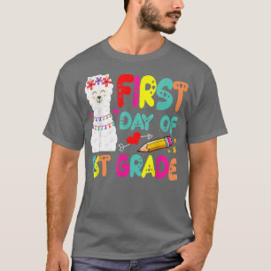 First day of 1st Grade Teacher Cute Llama Back To T-Shirt