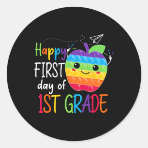 First day of 1st Grade Teacher Girls Boys Back To Classic Round Sticker