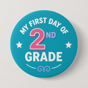 First Day of 2nd Grade 7.5 Cm Round Badge