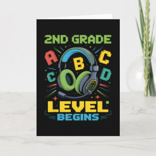 First Day Of 2nd Grade Level Begins Shirt Gamer Bo Card