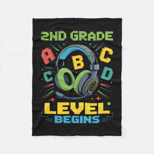First Day Of 2nd Grade Level Begins Shirt Gamer Bo Fleece Blanket (Front)