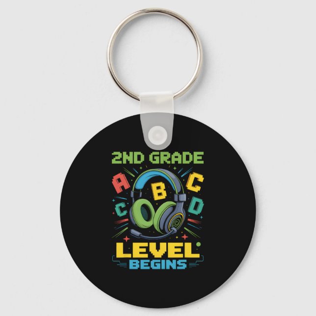 First Day Of 2nd Grade Level Begins Shirt Gamer Bo Key Ring (Front)