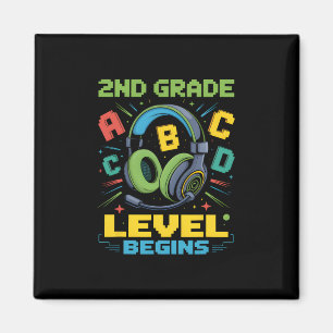 First Day Of 2nd Grade Level Begins Shirt Gamer Bo Magnet