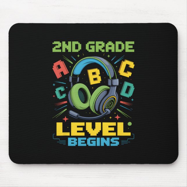First Day Of 2nd Grade Level Begins Shirt Gamer Bo Mouse Mat (Front)