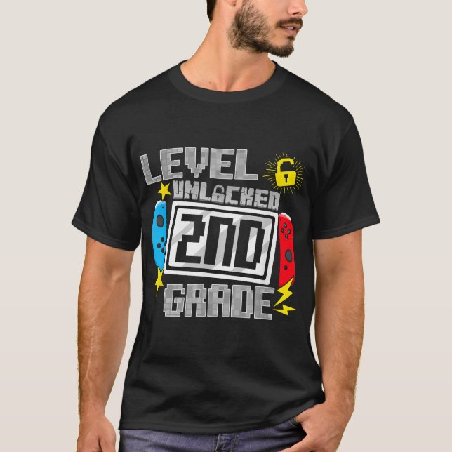 First Day Of 2Nd Grade Level Unlocked Game Back  T-Shirt (Front)