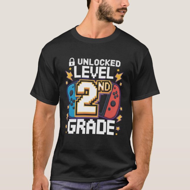 First Day Of 2Nd Grade Level Unlocked Game Back To T-Shirt (Front)