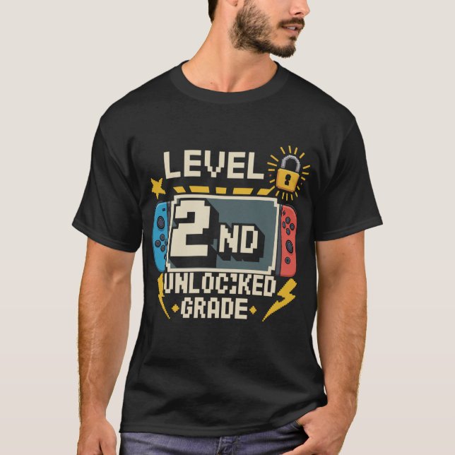 First Day Of 2Nd Grade Level Unlocked Game Back To T-Shirt (Front)