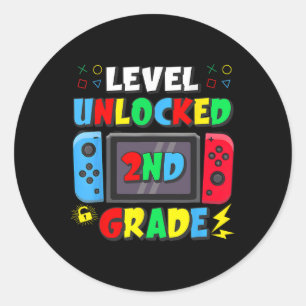First Day Of 2nd Grade Level Unlocked Game Ck To S Classic Round Sticker