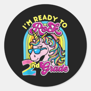 First Day Of 2nd Grade Shirt Girls Back To School  Classic Round Sticker