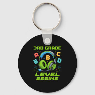 First Day Of 3rd Grade Level Begins Shirt Gamer Bo Key Ring