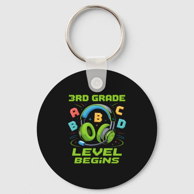 First Day Of 3rd Grade Level Begins Shirt Gamer Bo Key Ring (Front)