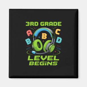 First Day Of 3rd Grade Level Begins Shirt Gamer Bo Magnet
