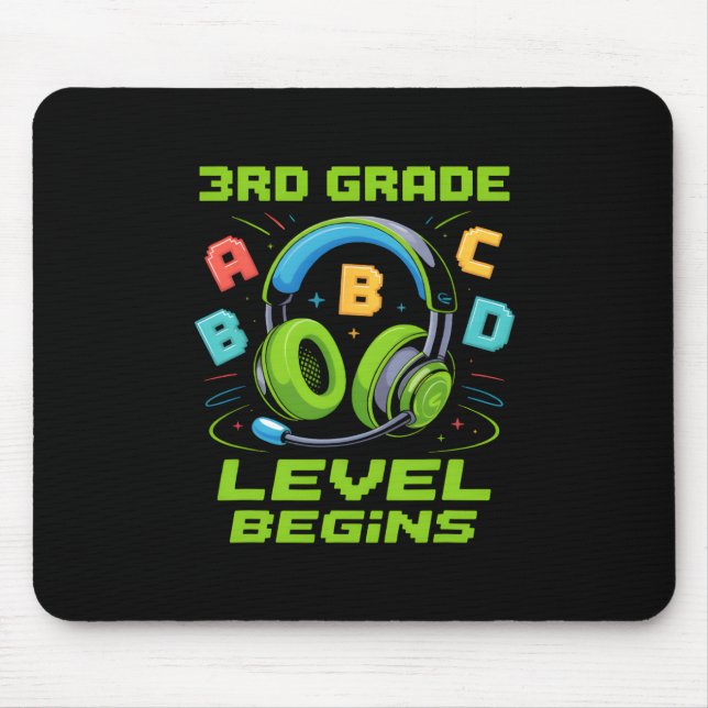 First Day Of 3rd Grade Level Begins Shirt Gamer Bo Mouse Mat (Front)