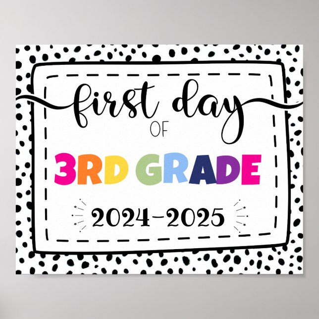 first day of 3rd grade photo prop sign (Front)