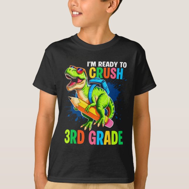 First Day Of 3rd Grade Shirt Boys Dinosaur Ck To S (Front)