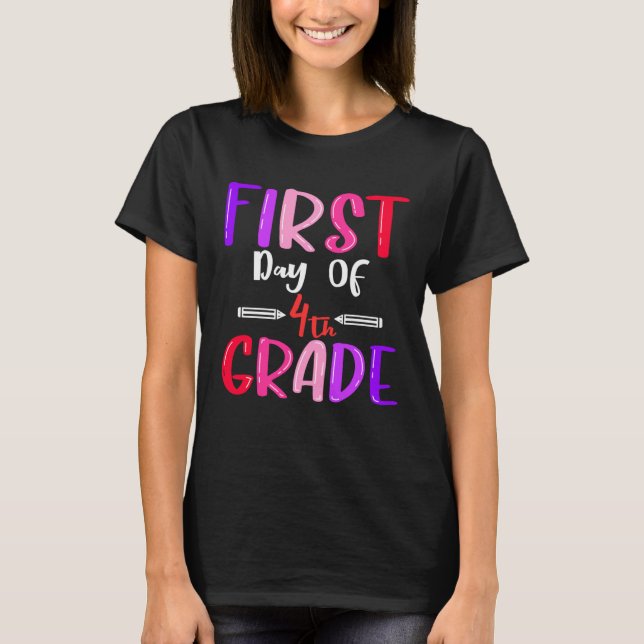 First Day Of 4th Grade Back To School Students Fou T-Shirt (Front)