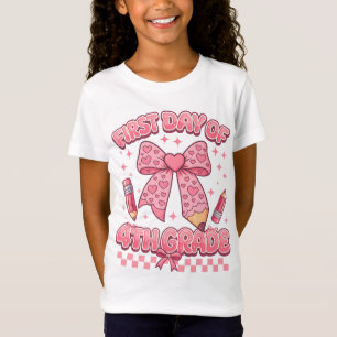 First Day Of 4th Grade Coquette Back To School T-Shirt