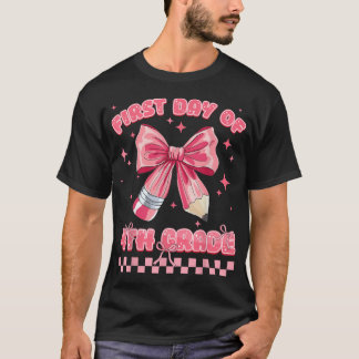 First Day Of 4Th Grade Coquette Back To School T-Shirt