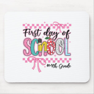 First Day Of 4th Grade Kids Girl Bow Back To Schoo Mouse Mat