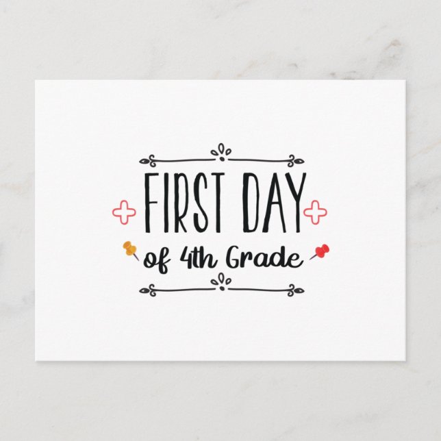 First Day of 4th Grade Postcard (Front)