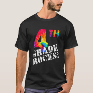 First Day Of 4th Grade Rocks Tie Dye Student Back  T-Shirt