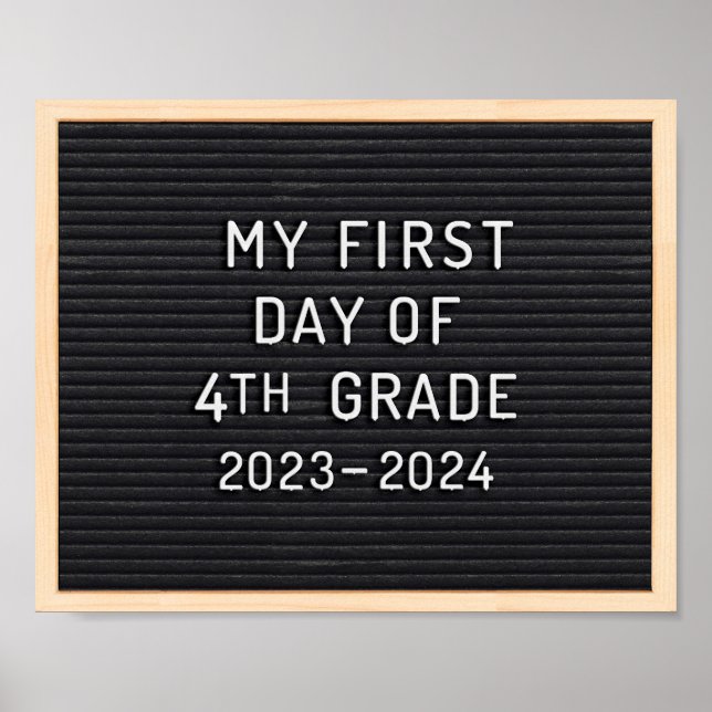 First day of 4th Grade sign First day of school (Front)