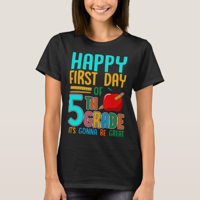 First Day Of 5th Grade Back To School Teacher Kids T-Shirt (Front)