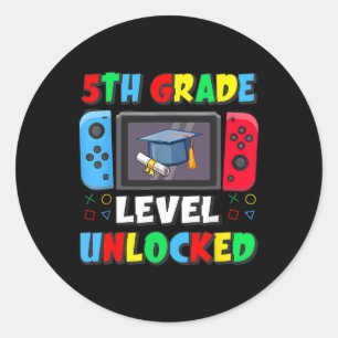 First Day Of 5th Grade Level Unlocked Ck To School Classic Round Sticker