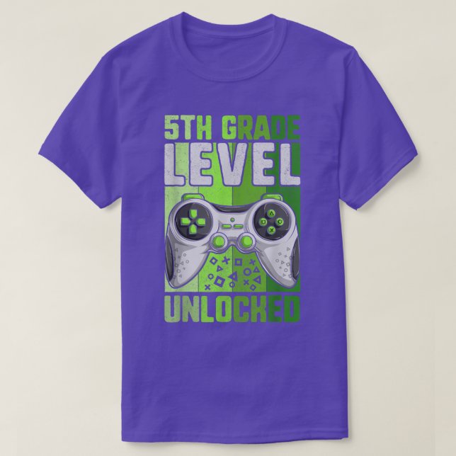 First Day Of 5th Grade Level Unlocked , Kid Video  T-Shirt (Design Front)