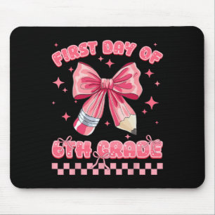 First Day Of 6th Grade Coquette Back To School Gir Mouse Mat