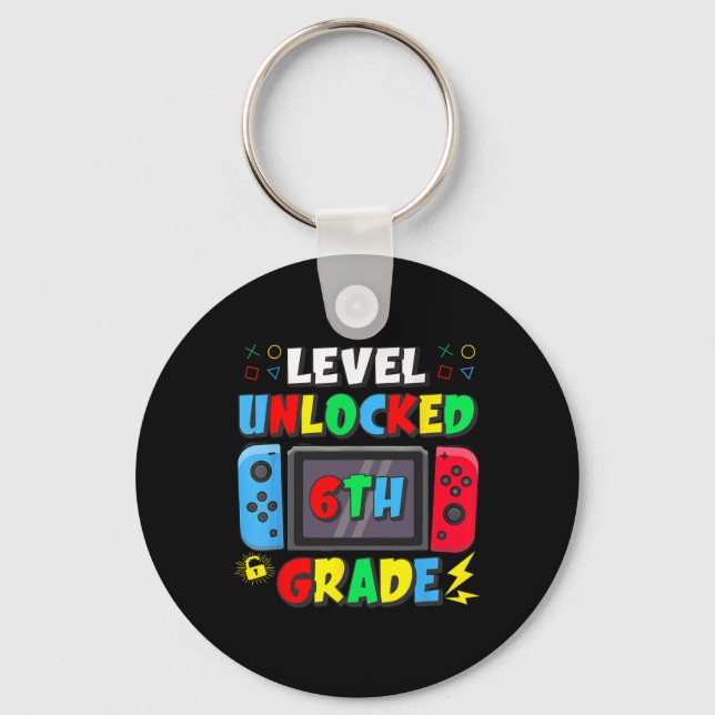 First Day Of 6th Grade Level Unlocked Game Ck To S Key Ring (Front)