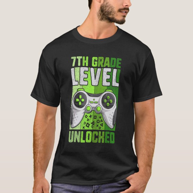 First Day Of 7th Grade Level Unlocked  Kid Video G T-Shirt (Front)