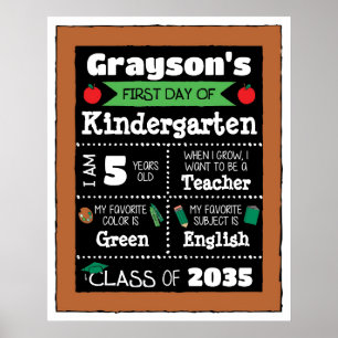 First day of Class Signs Student Art - Green