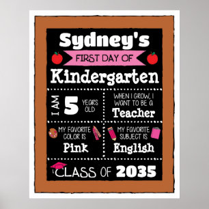 First day of Class Signs Student Art - Pink